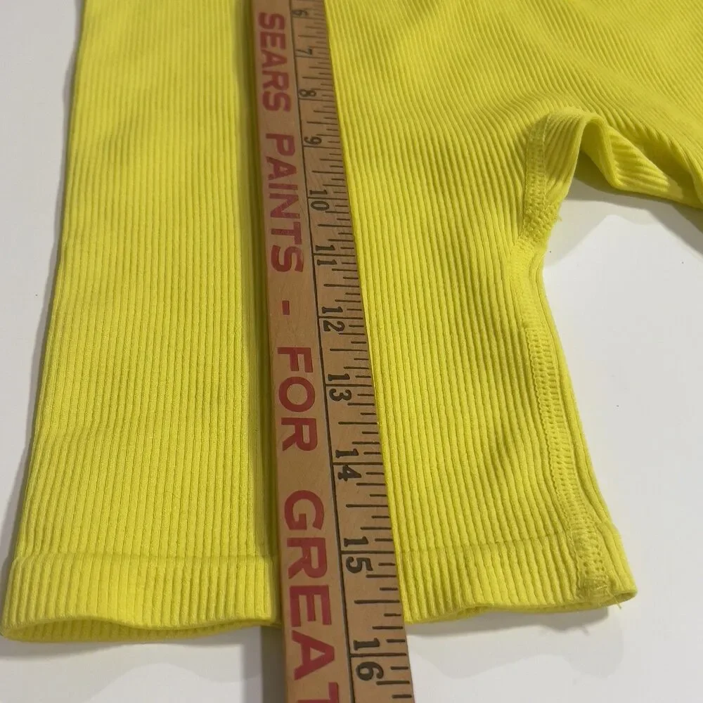 Wild Fable Yellow Ribbed High Rise Bike Shorts W2
